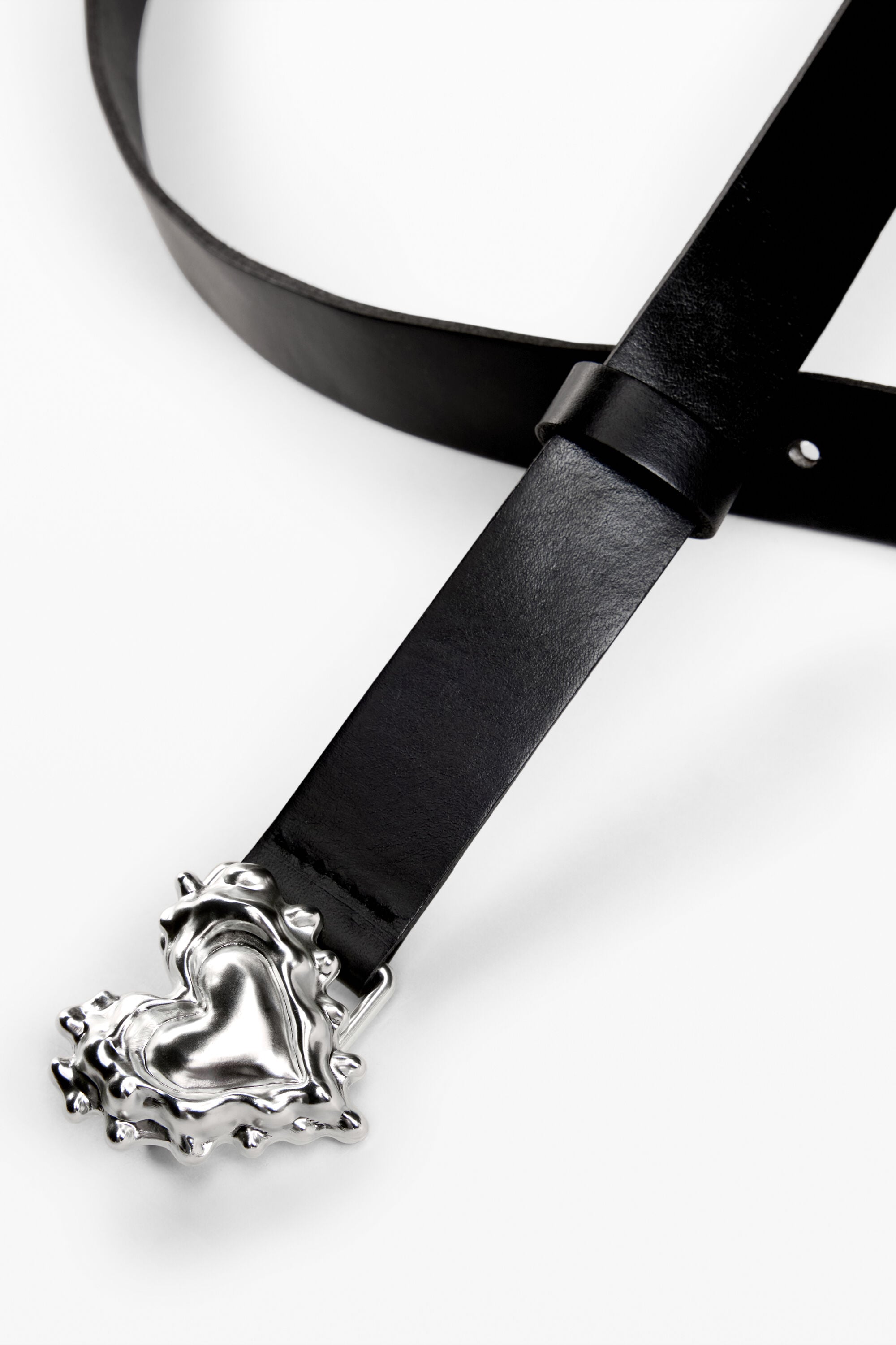 Cinturón piel corazón, Cow Leather, Negro,