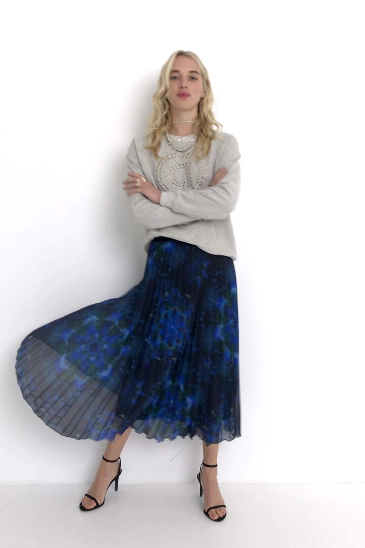 Gonna midi plissettata print mandala | Desigual