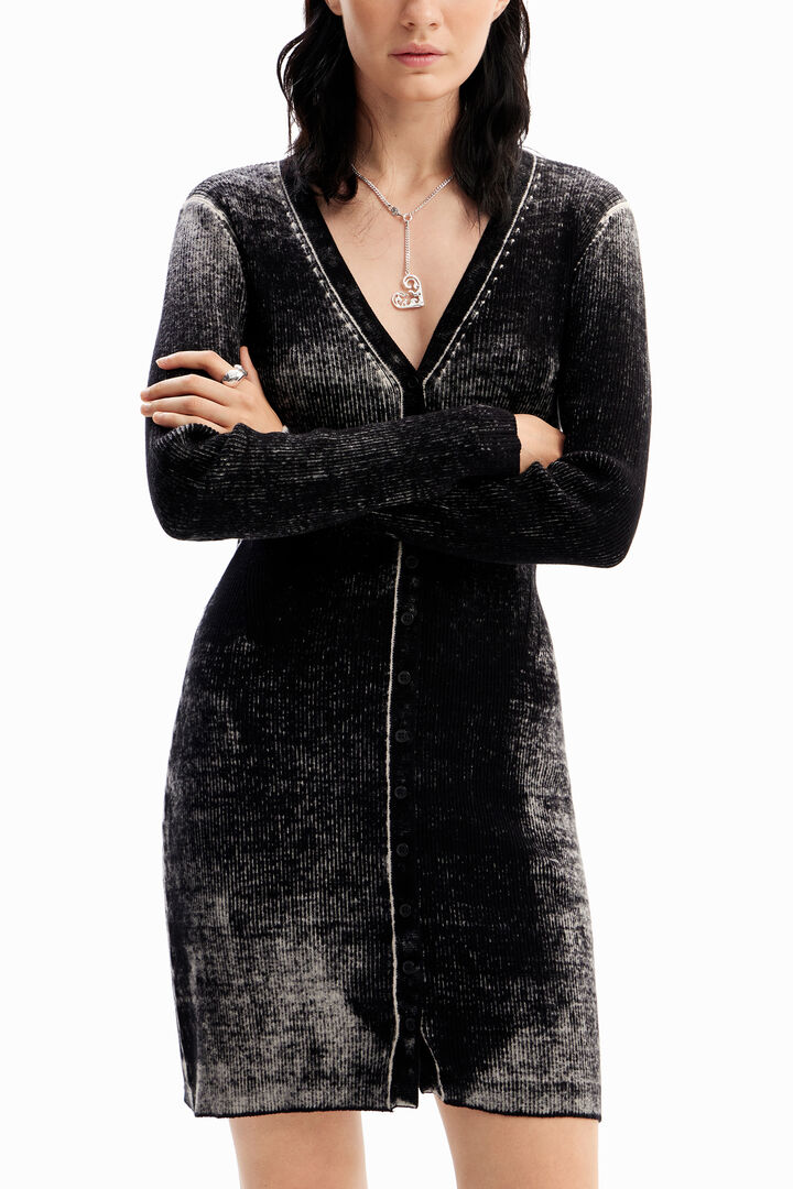 Distressed short knit dress | Desigual