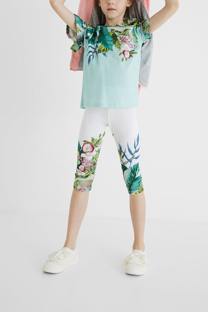 T-Shirt Blumen Volant-Ärmel | Desigual