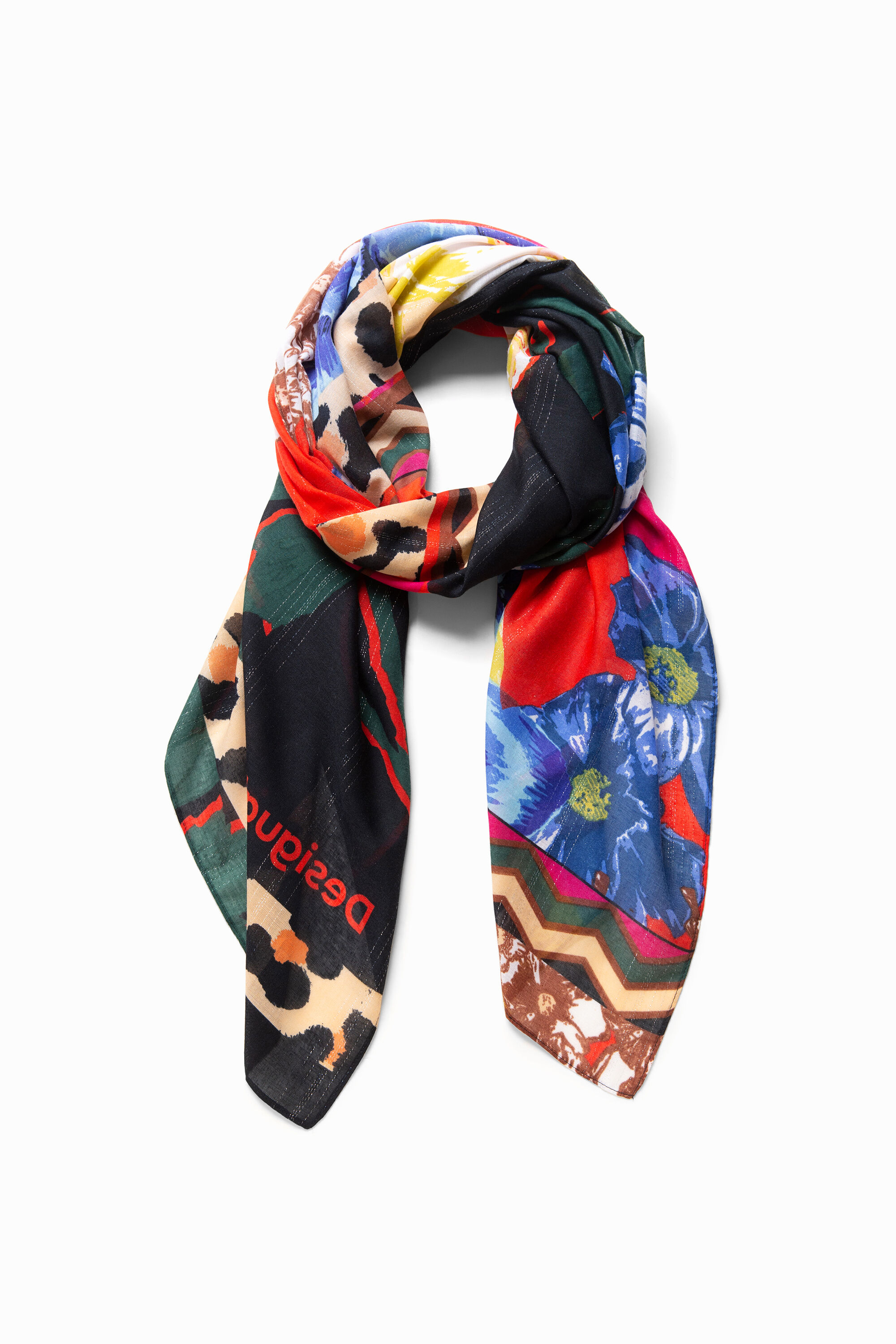 Foulard floral half orange