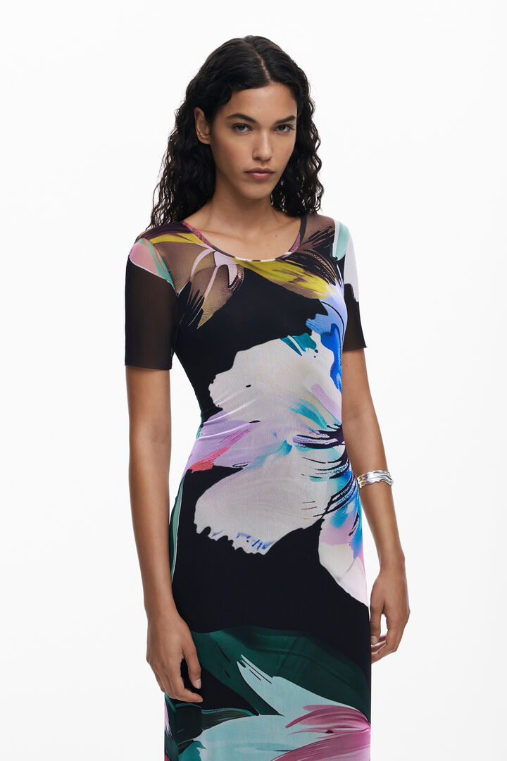 Watercolor floral fitted dress | Desigual
