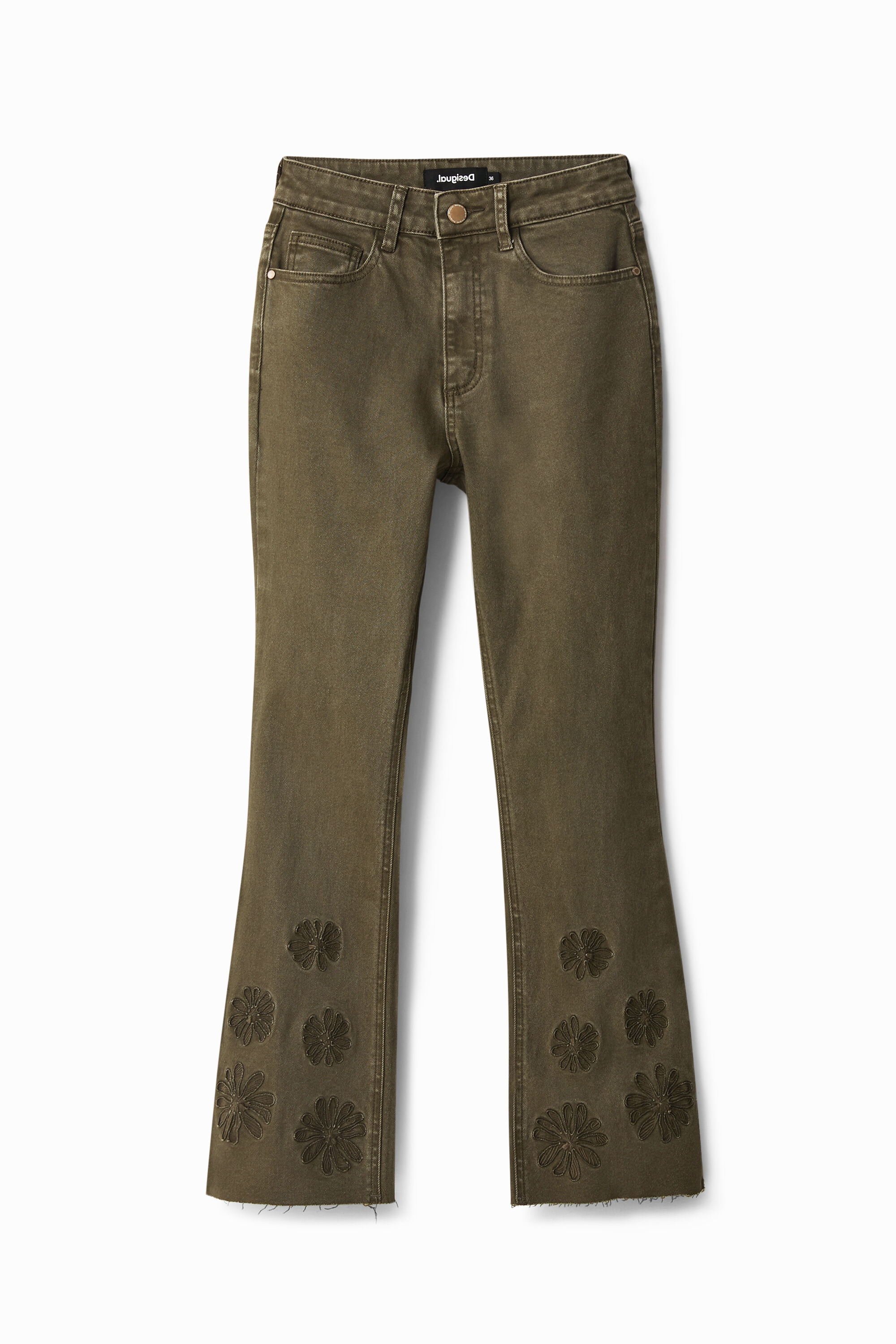 Cropped-Flare-Jeans Stickereien