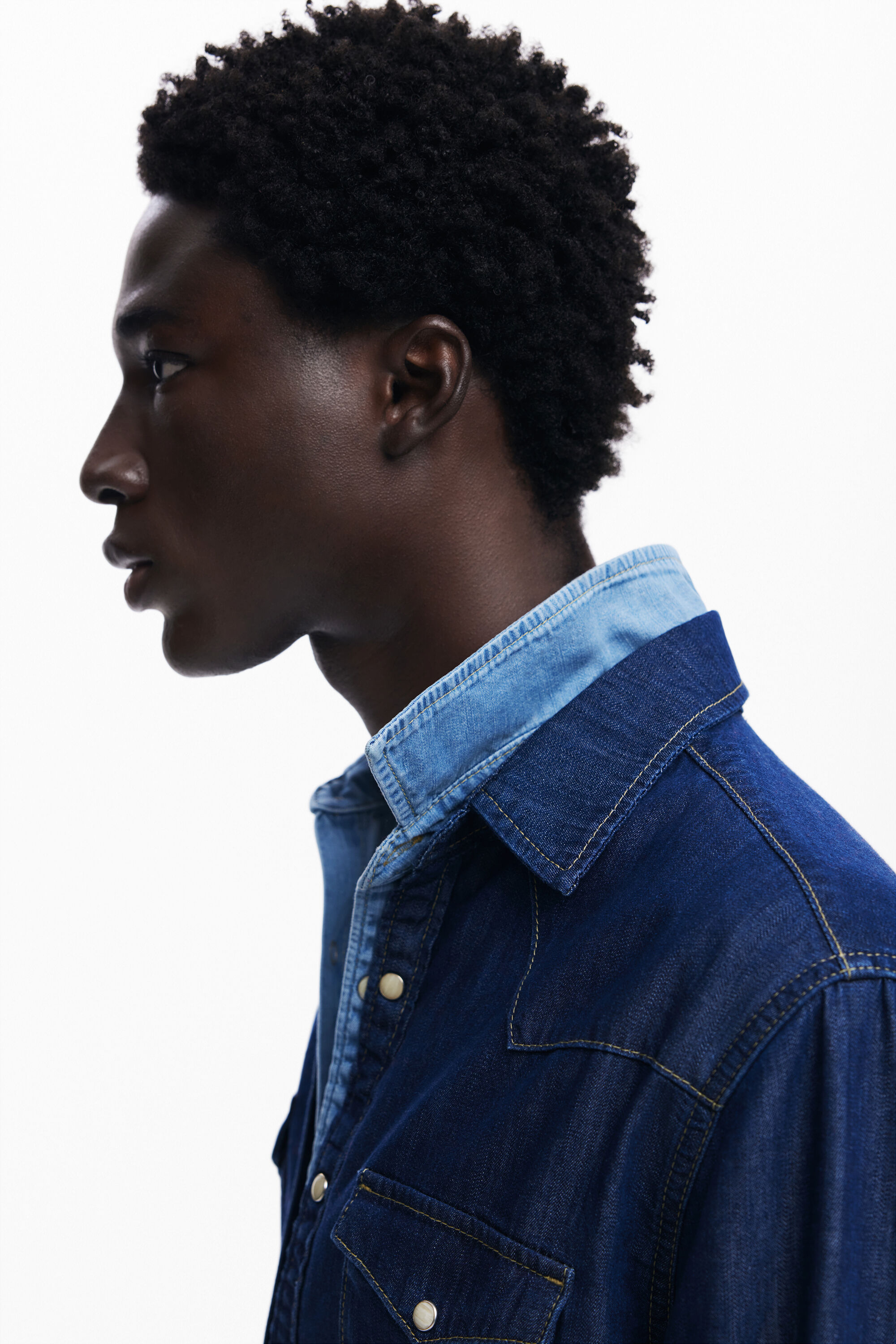 Patchwork denim shirt top