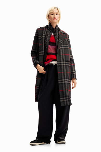 Combination plaid coat