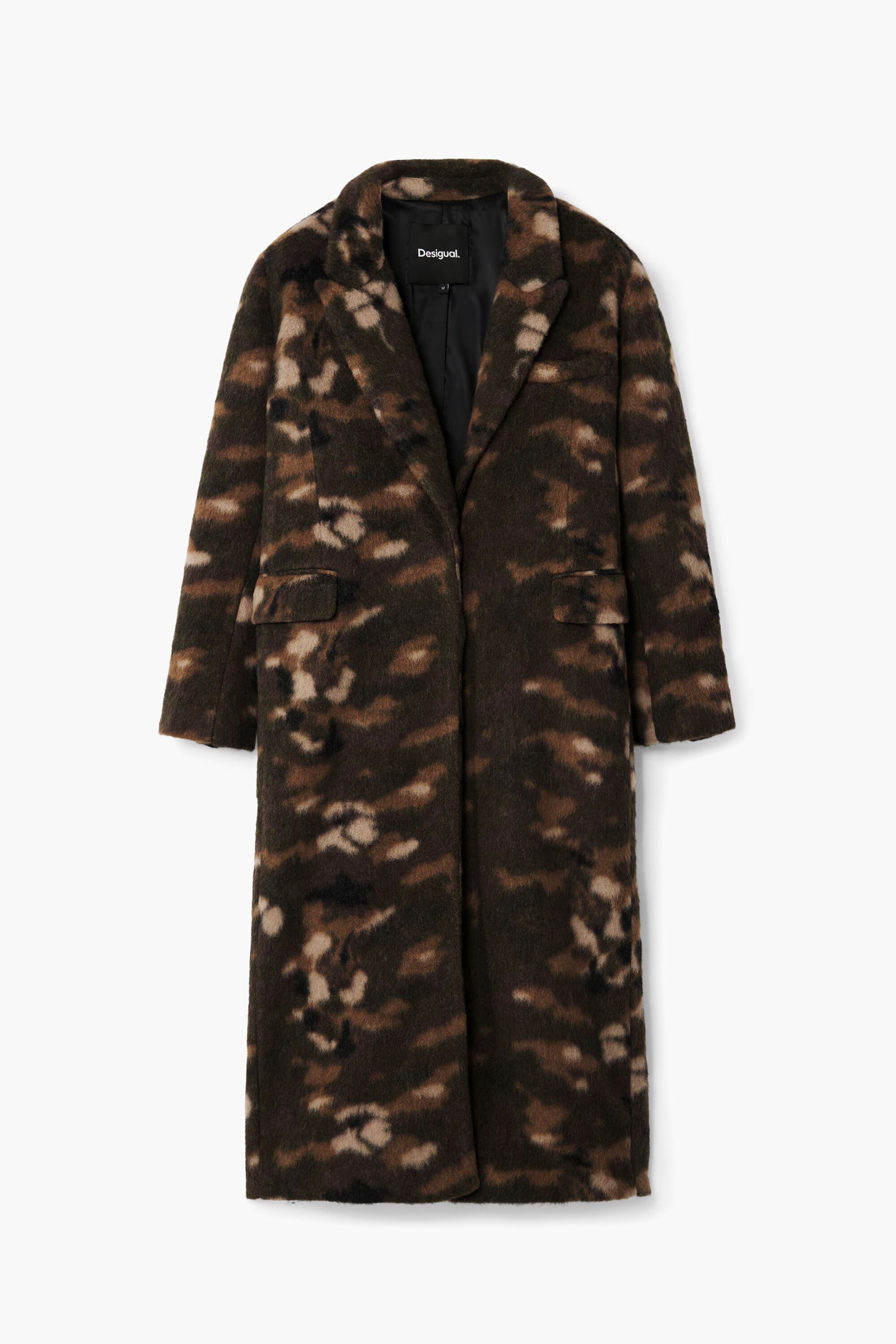 Desigual, Langer bedruckter Mantel, Damen, GrüN, M