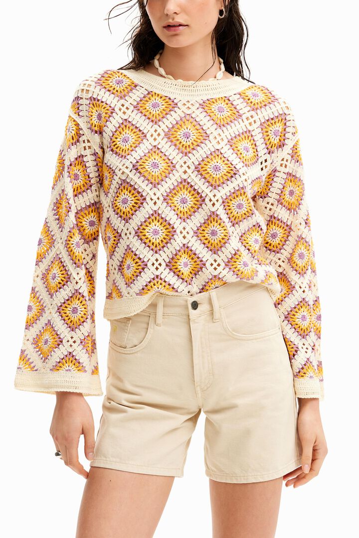 Crochet jumper with geometric patterns | Desigual