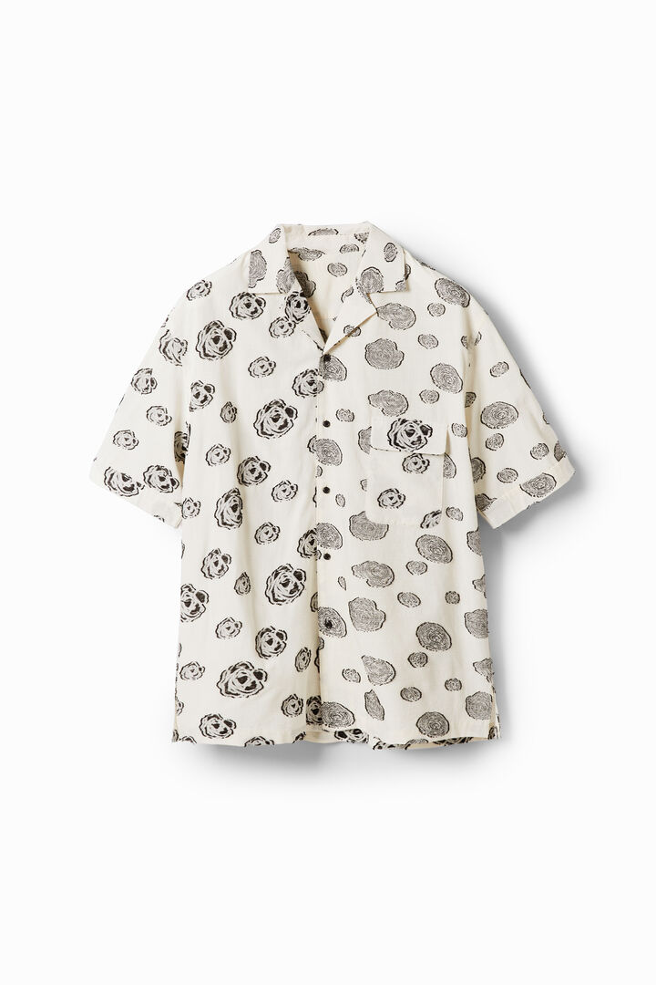 Short-sleeved shirt with roses