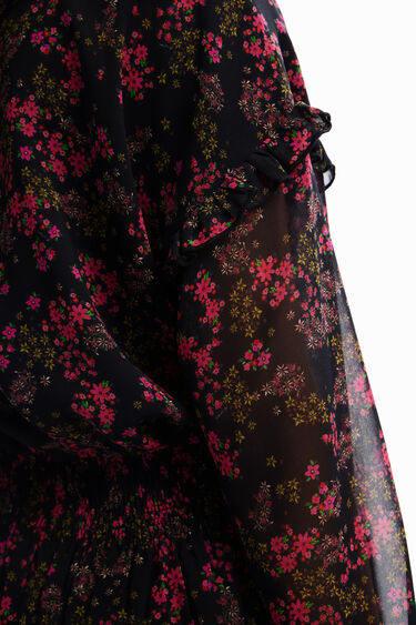 Short floral chiffon dress | Desigual