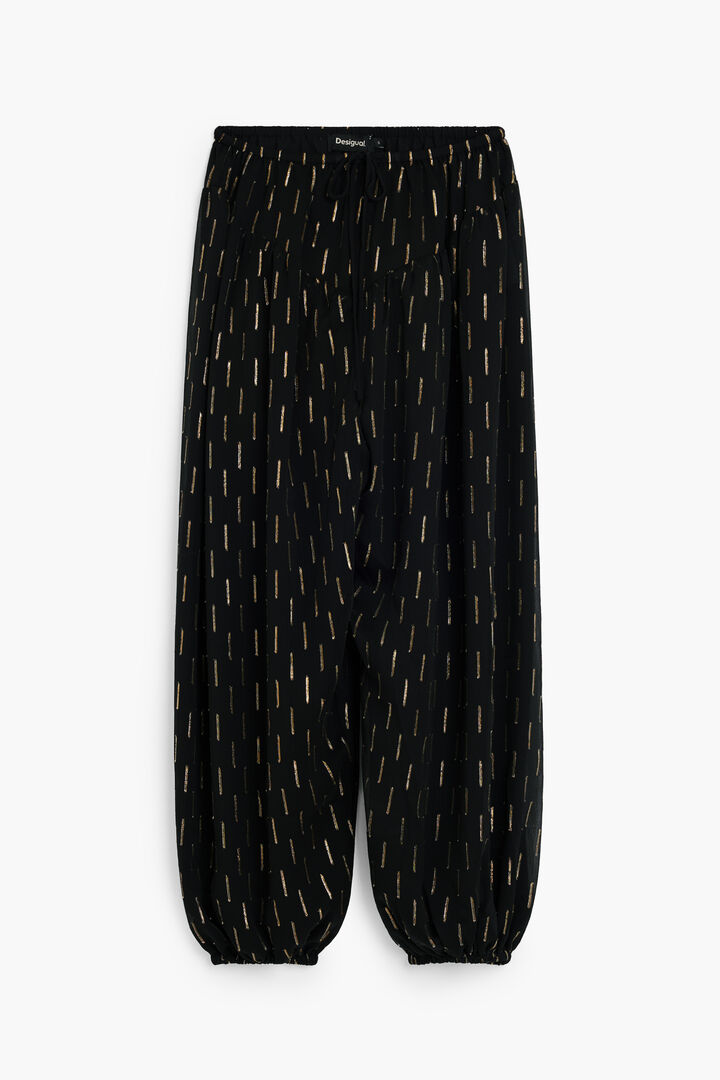 balloon pants with metallic details