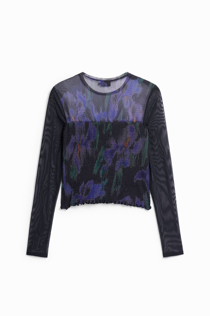 Long-sleeve tulle shirt with ruching | Desigual