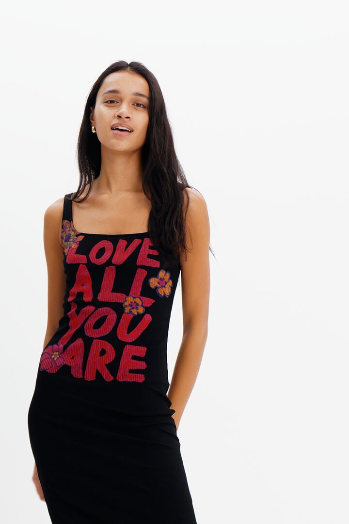 Vestido slim tirantes mensaje | Desigual
