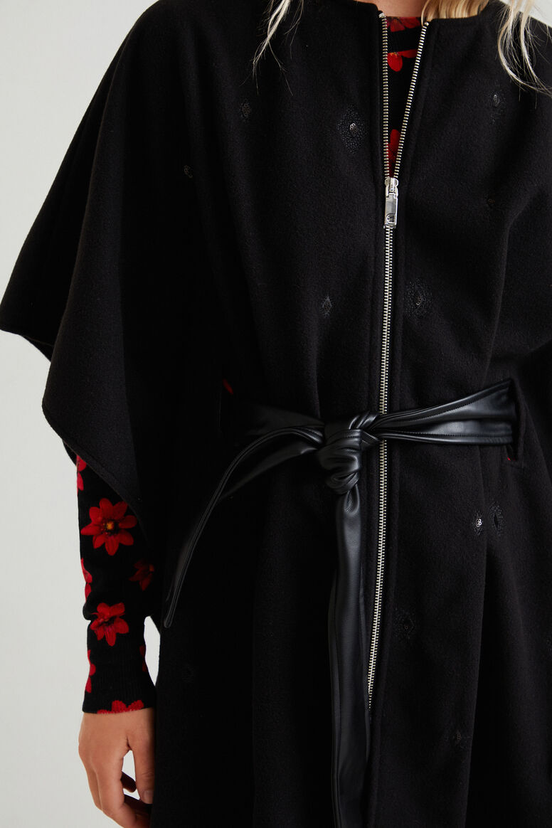 Poncho-cape belt and zipper | Desigual