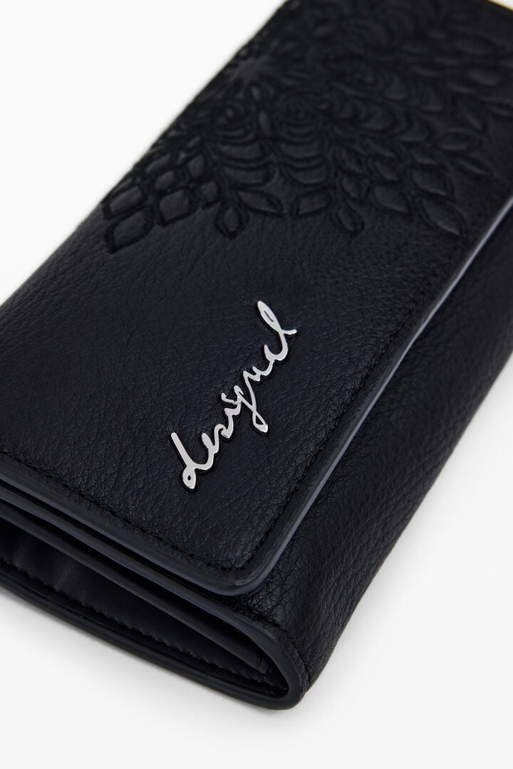 Monedero efecto piel bordados mediano | Desigual