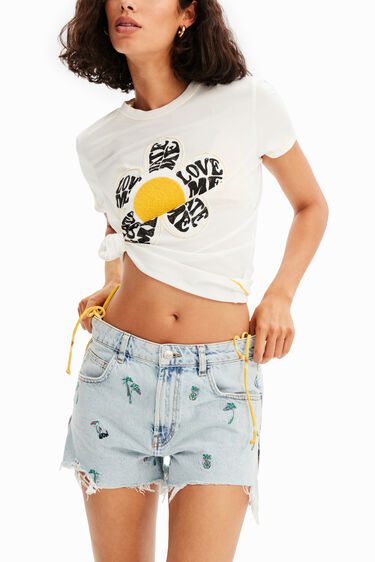 Izvezene jeans kratke hlače | Desigual