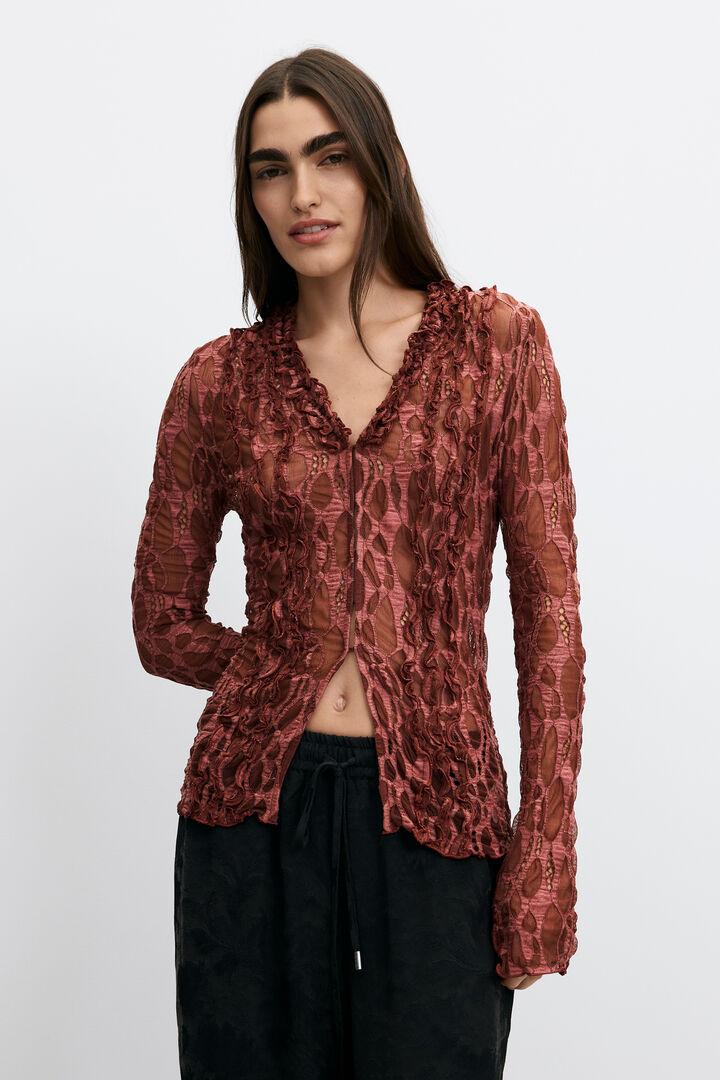 long sleeve tulle T-shirt
