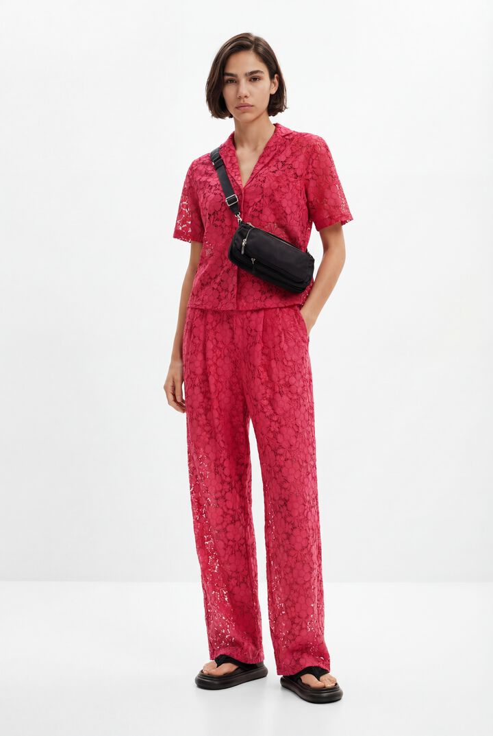 Tailored floral lace trousers