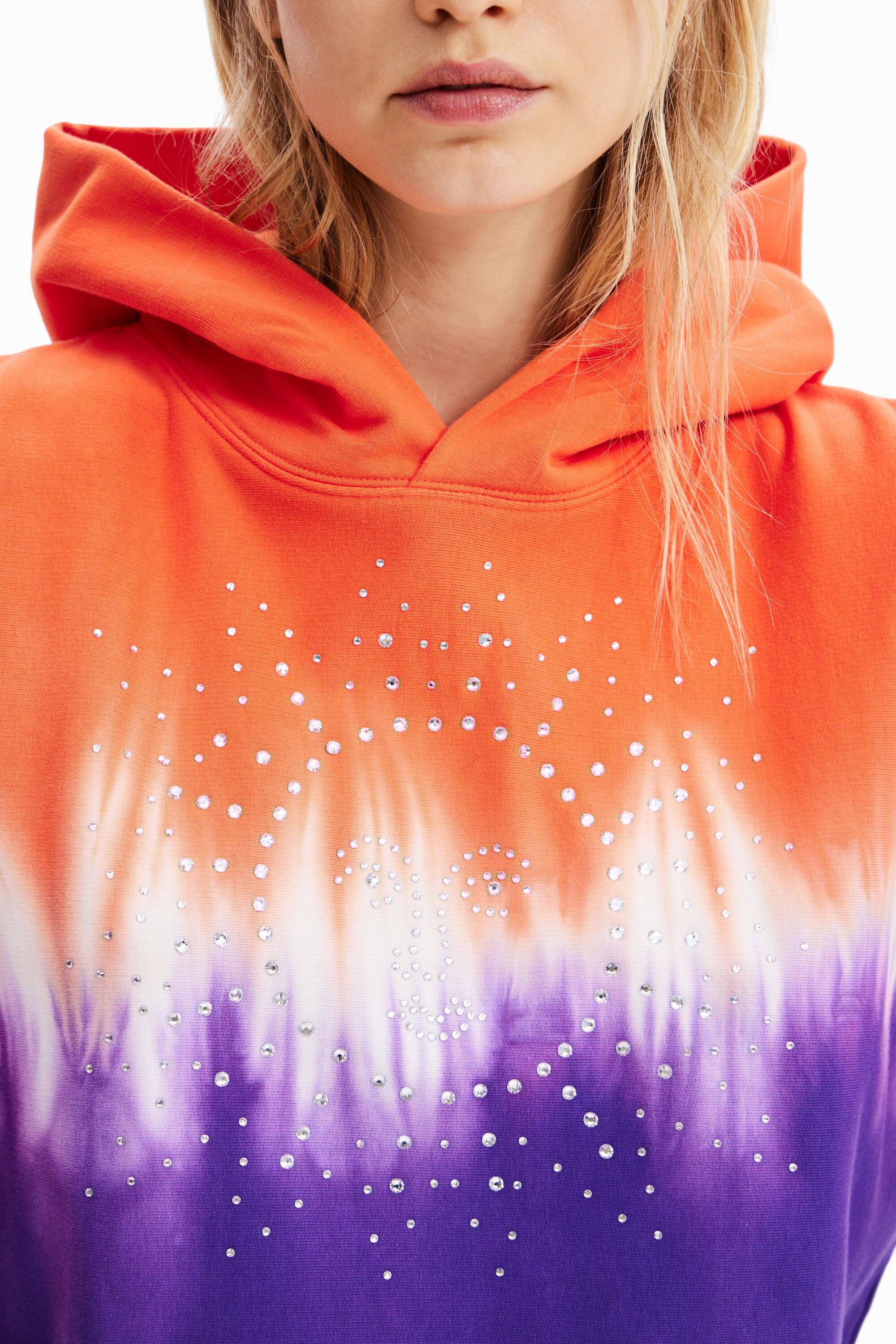 SWEN Desigual 6123604 Women's Short tie-dye rhinestone hoodie I Desigual.com