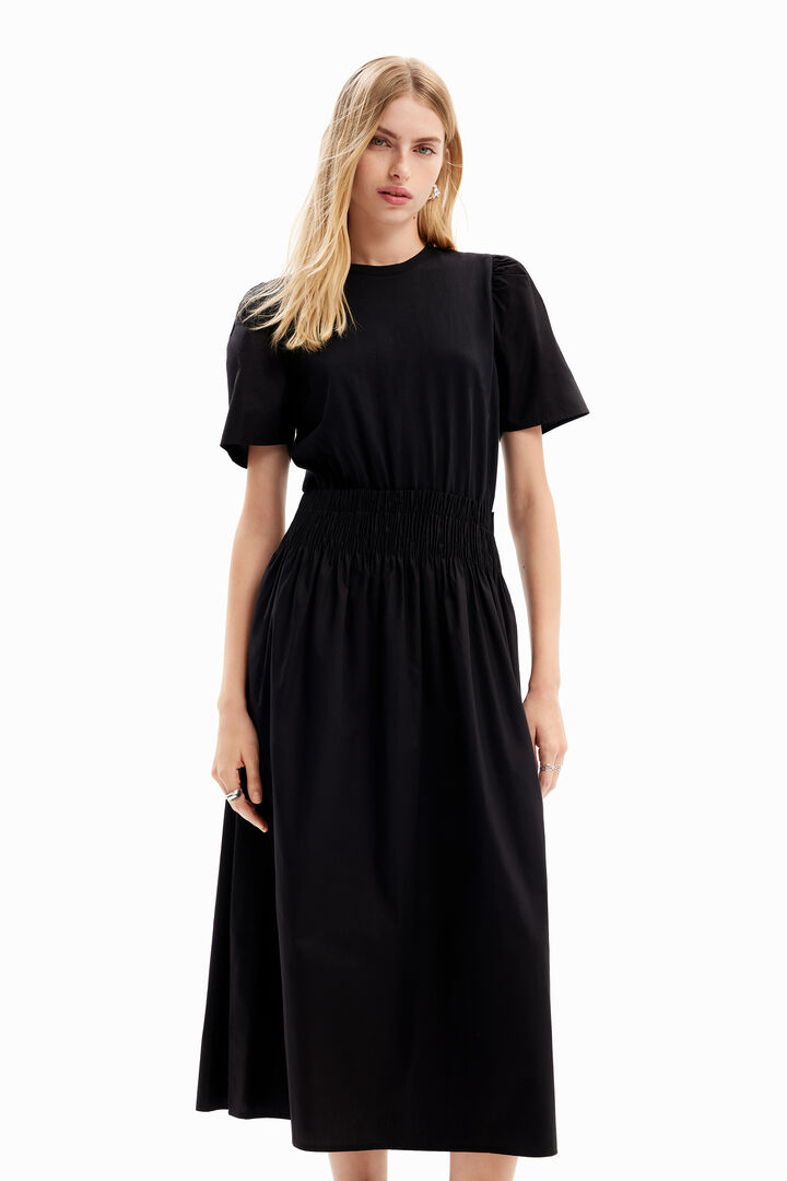 Vestido midi combinado liso | Desigual