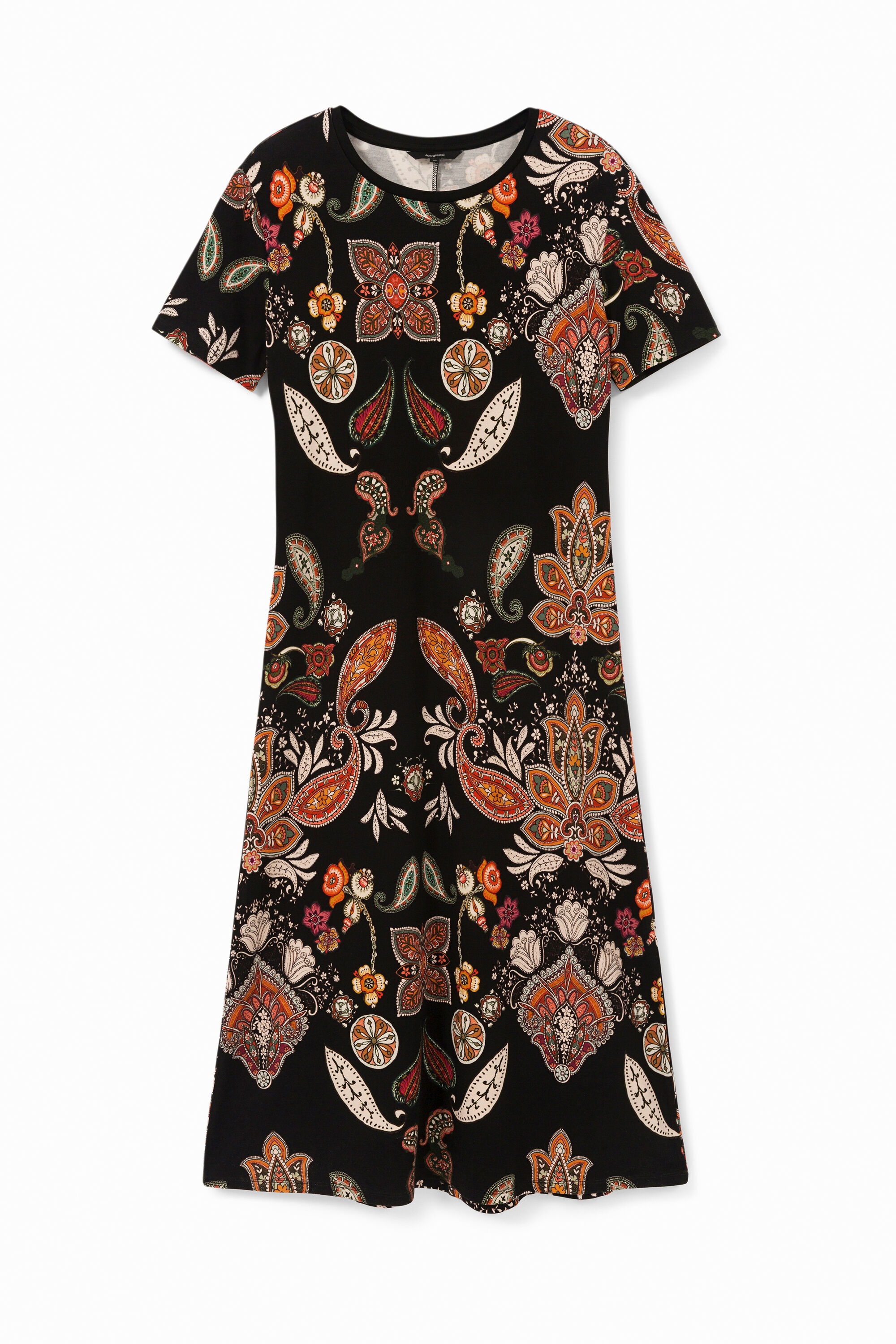 Desigual, Midi-Kleid mit Paisley-Muster, Viskose, Schwarz, XS
