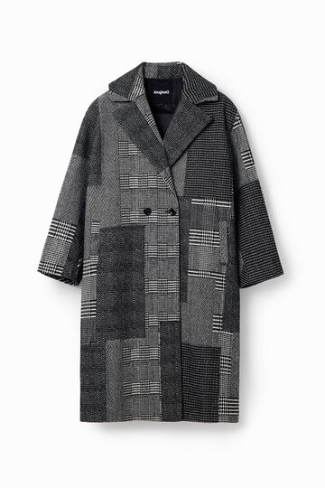 Long patchwork wool coat | Desigual