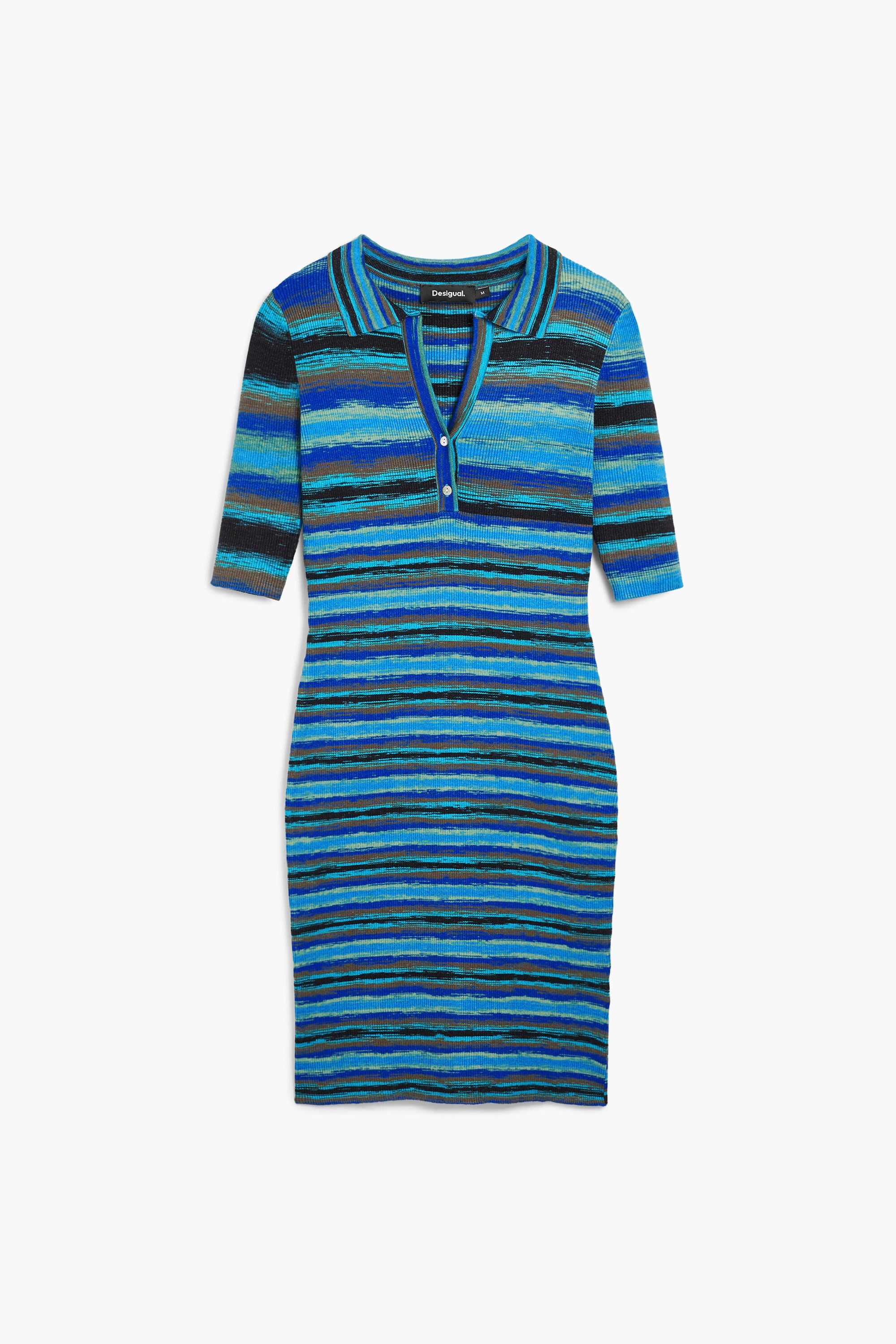 Desigual, Polo-style knit dress, Blue, XS