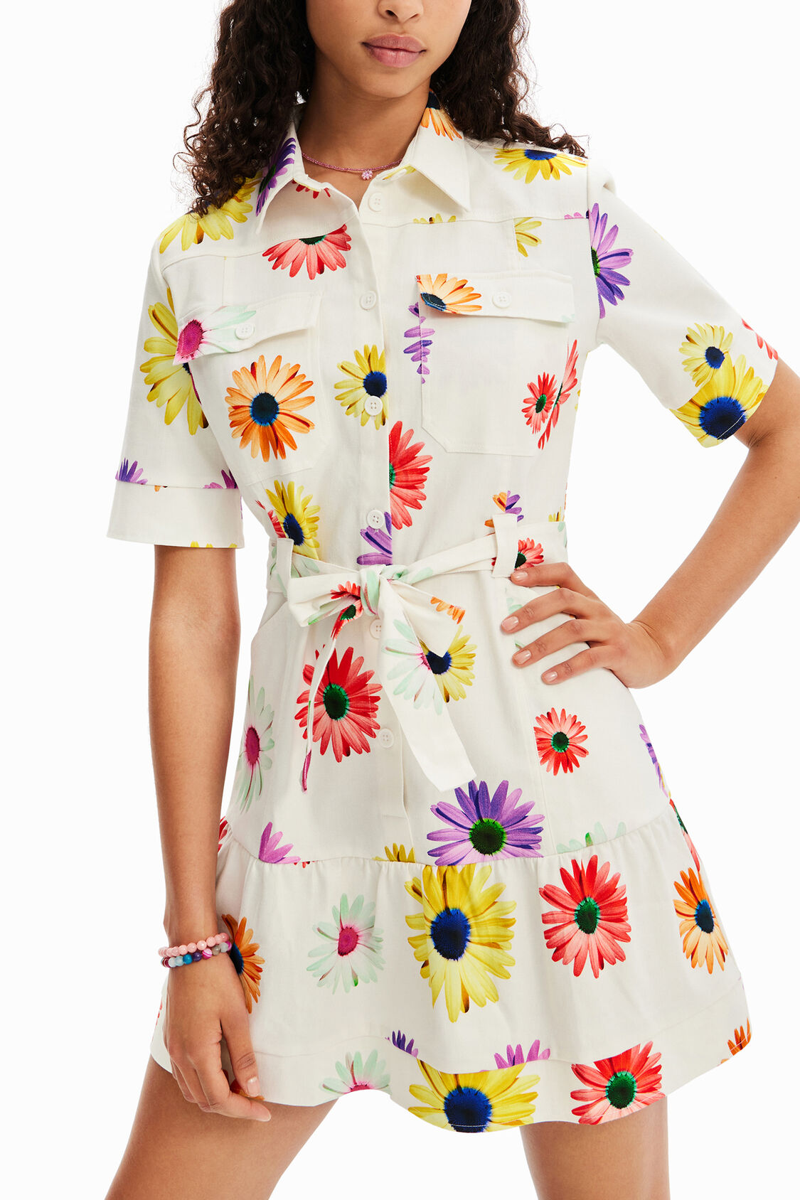 Robe chemise courte fleurs M. Christian Lacroix