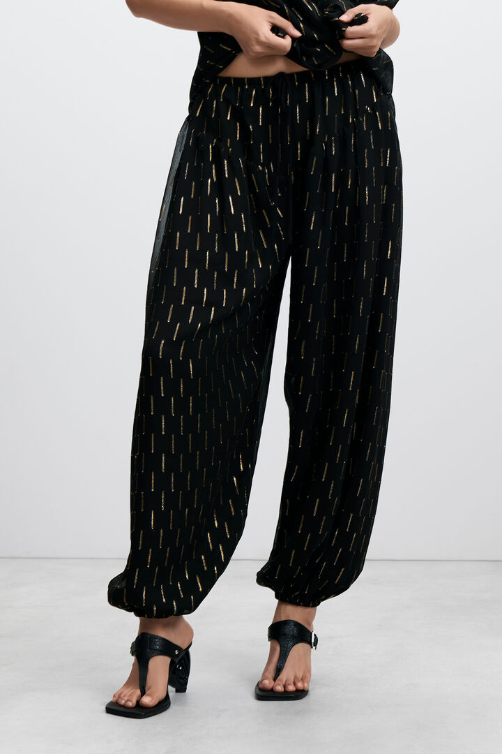 balloon pants with metallic details