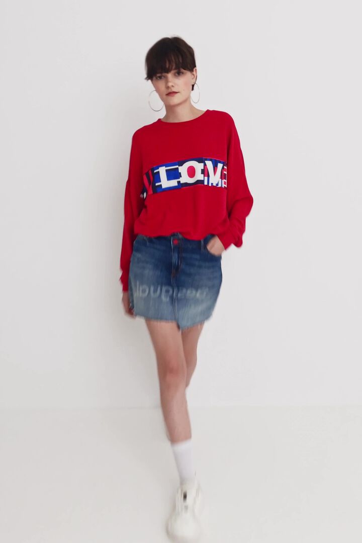Asymmetric denim mini-skirt | Desigual