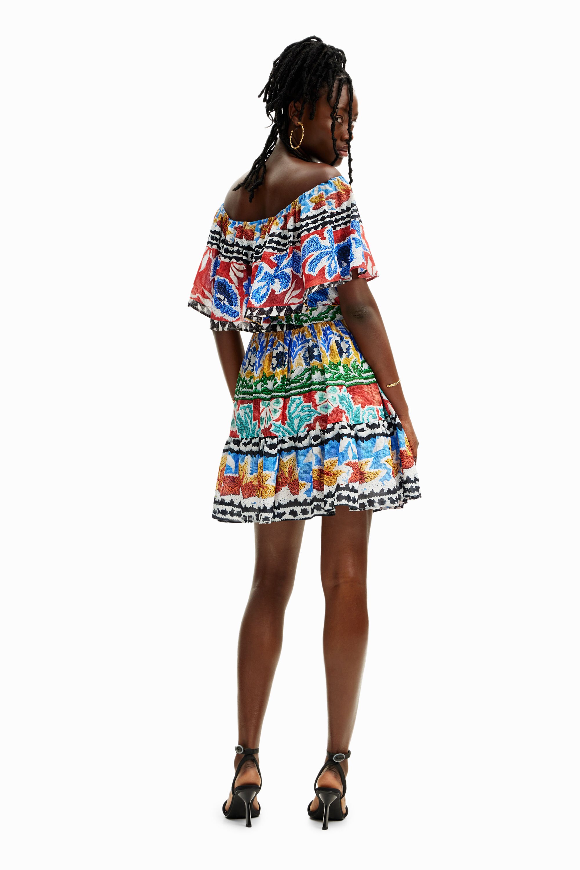 Shop Desigual Stella Jean Ethnic Short Dress In Material Finishes