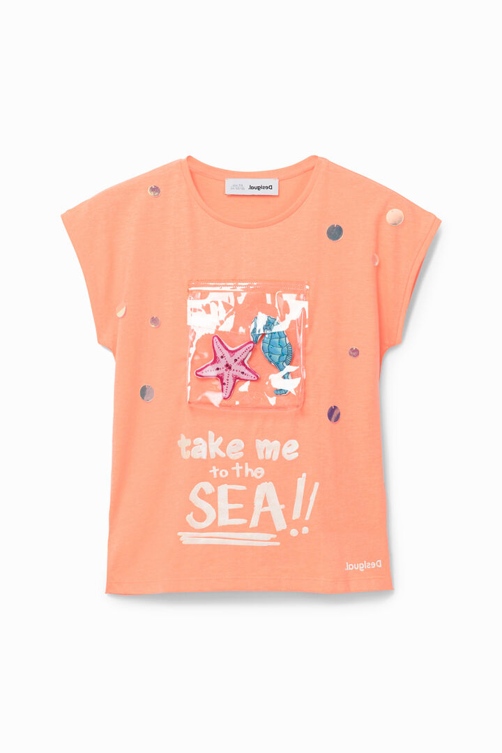 T-shirt met zak in zeesfeer