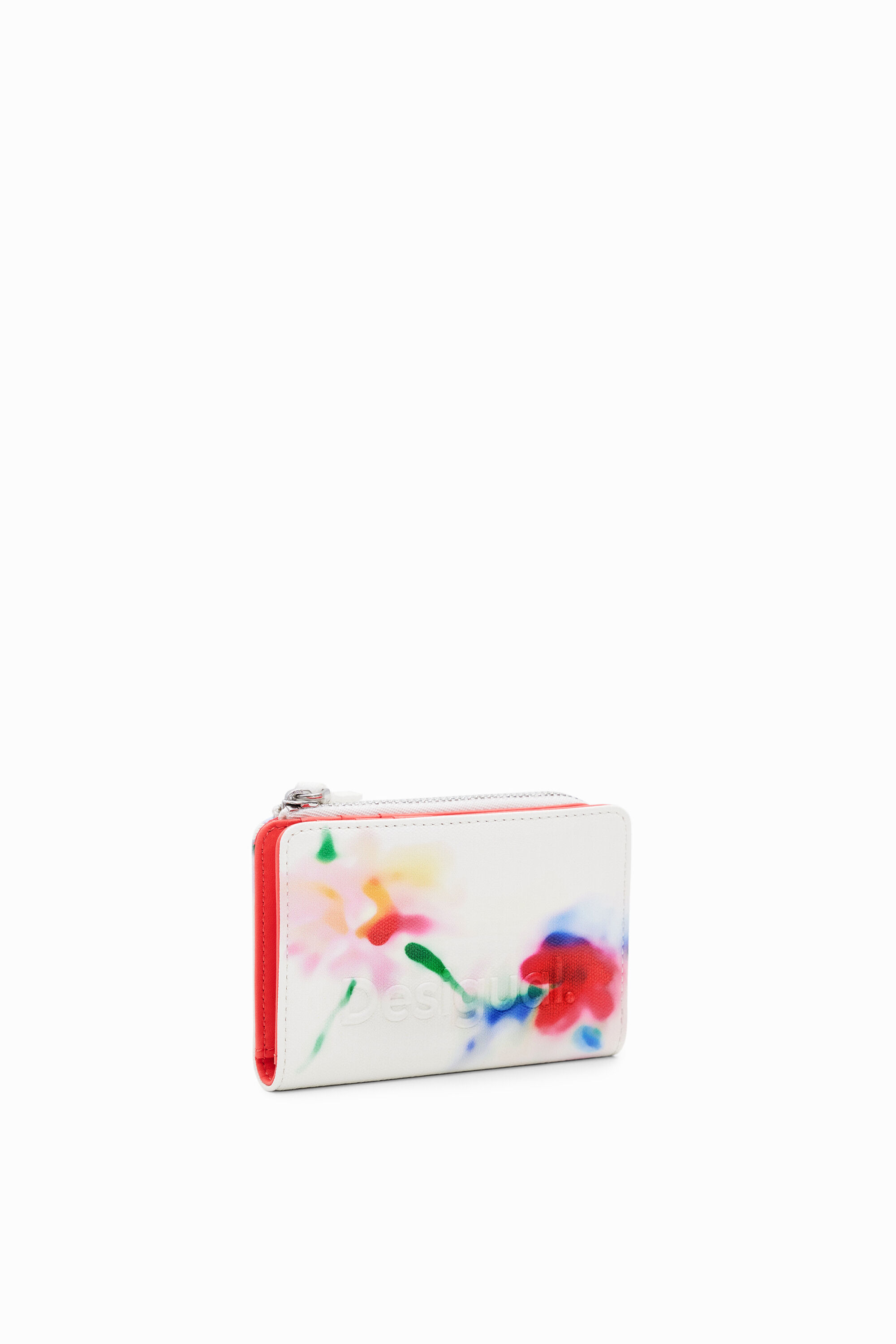 Desigual, Geldbörse S Blumen Aquarell, Polyurethan, Weiß, U
