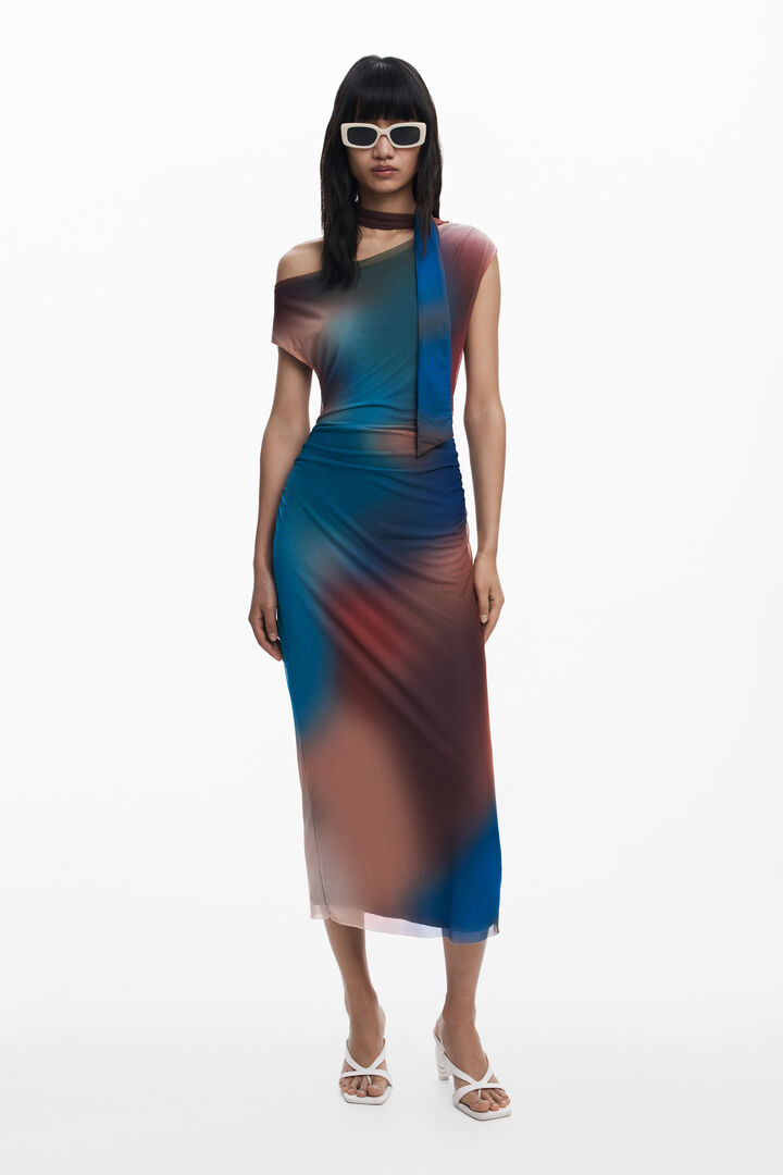 Robe drapée à encolure irrégulière | Desigual