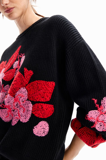 Embroidered floral pullover | Desigual