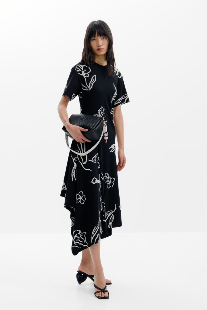 Abito asimmetrico con tratti floreali | Desigual