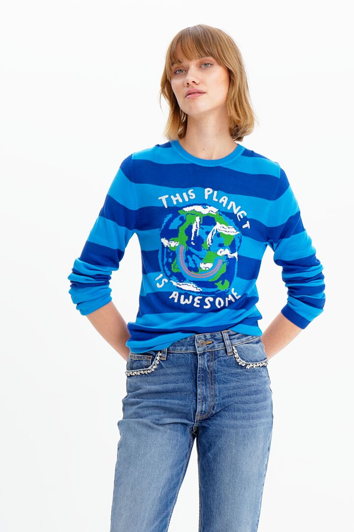 Short striped planet pullover | Desigual
