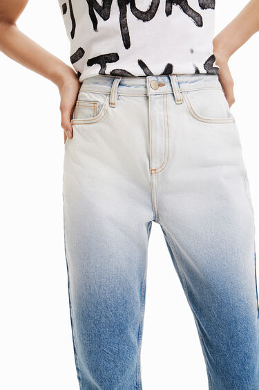 Straight fit cropped jeans met kleurverloop | Desigual