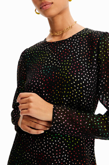 Short glossy cut-out dress | Desigual