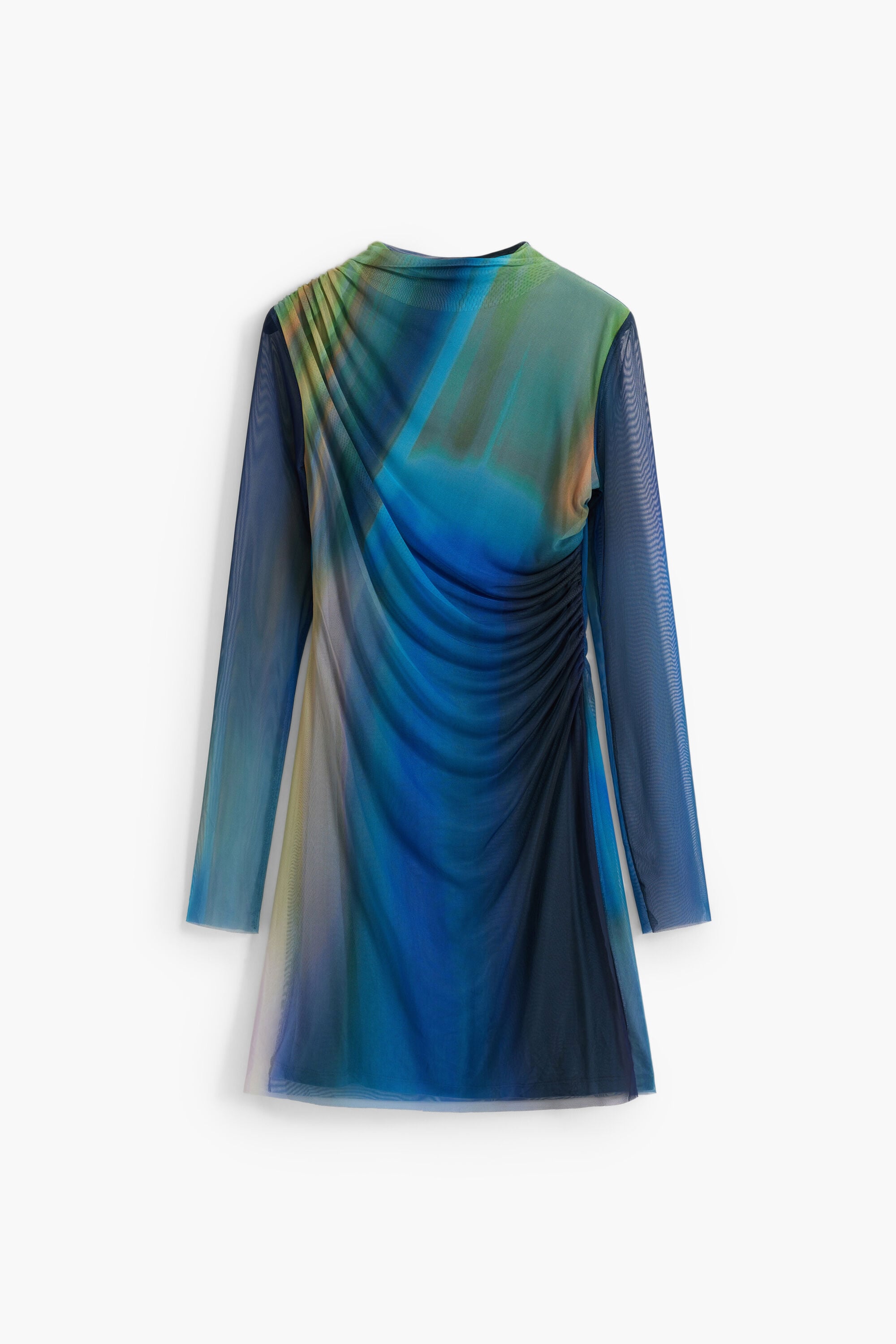 Vestido tul degradado, Poliester, Azul,