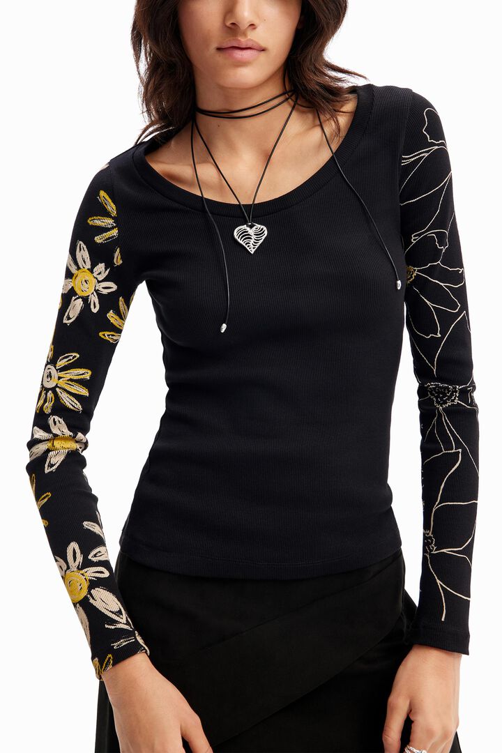 Ribbed floral T-shirt | Desigual