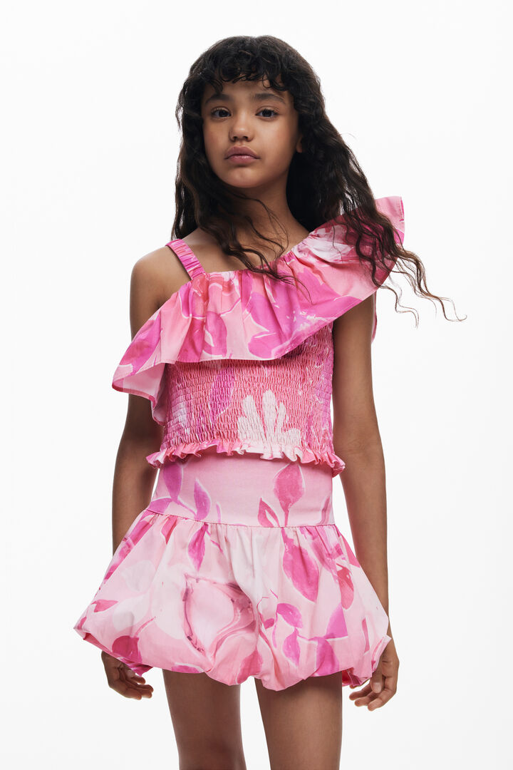 Printed ruffle blouse