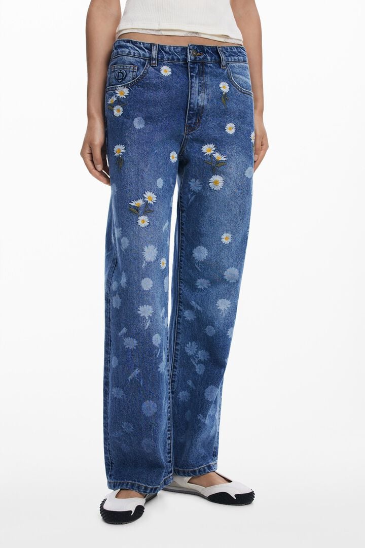 Vaquero recto margaritas | Desigual