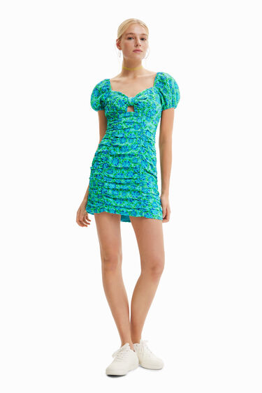 Vestit curt frunzit nus | Desigual
