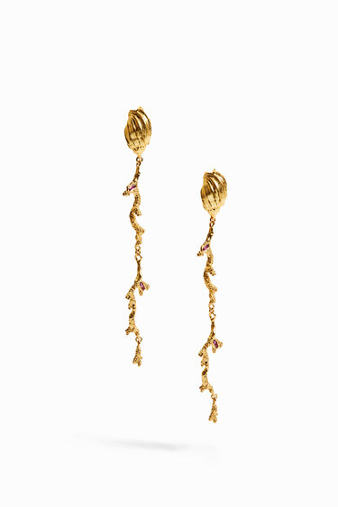 Zalio long gold plated earrings | Desigual