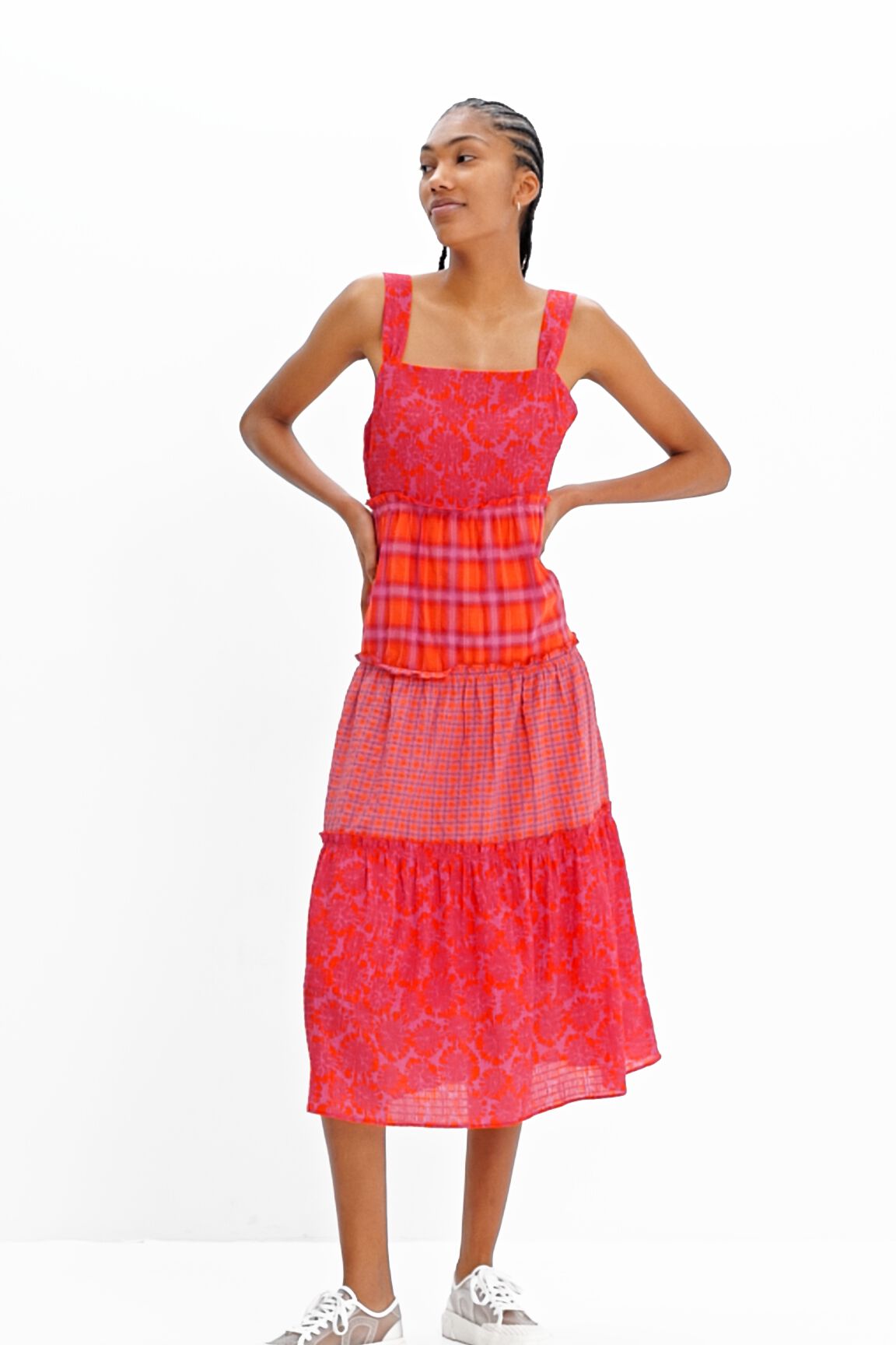 Women's Long patchwork strappy dress I Desigual.com