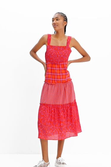 Long patchwork strappy dress | Desigual