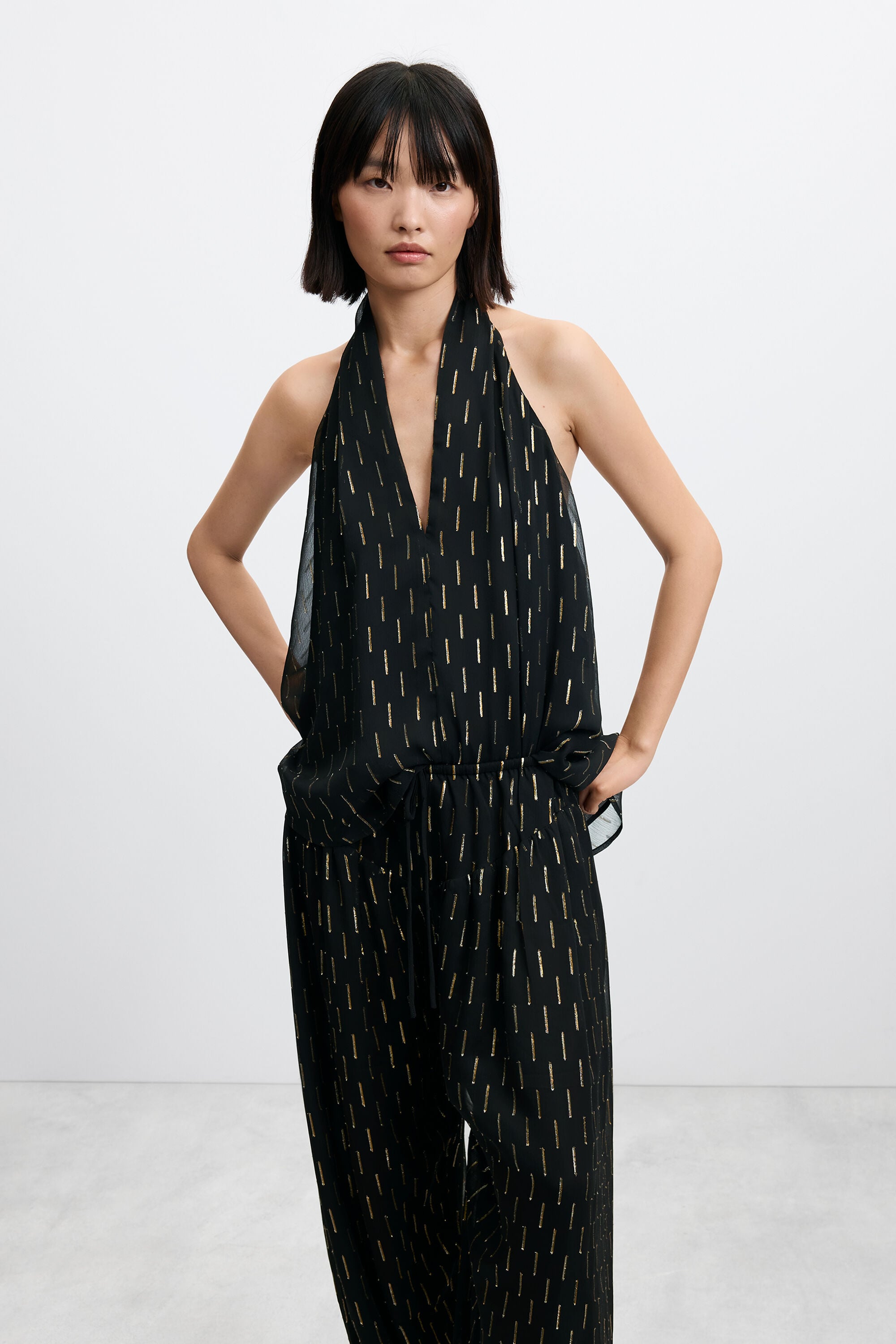 Desigual Women's balloon pants with metallic details - Black