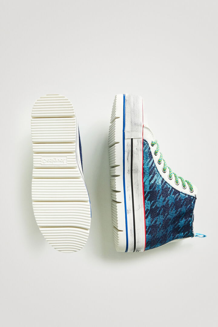 Embroidered patchwork high-top platform sneakers | Desigual