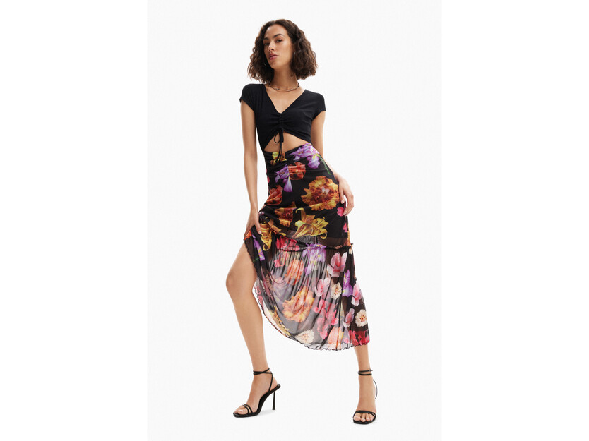 Vestido largo combinado flores M. Christian Lacroix