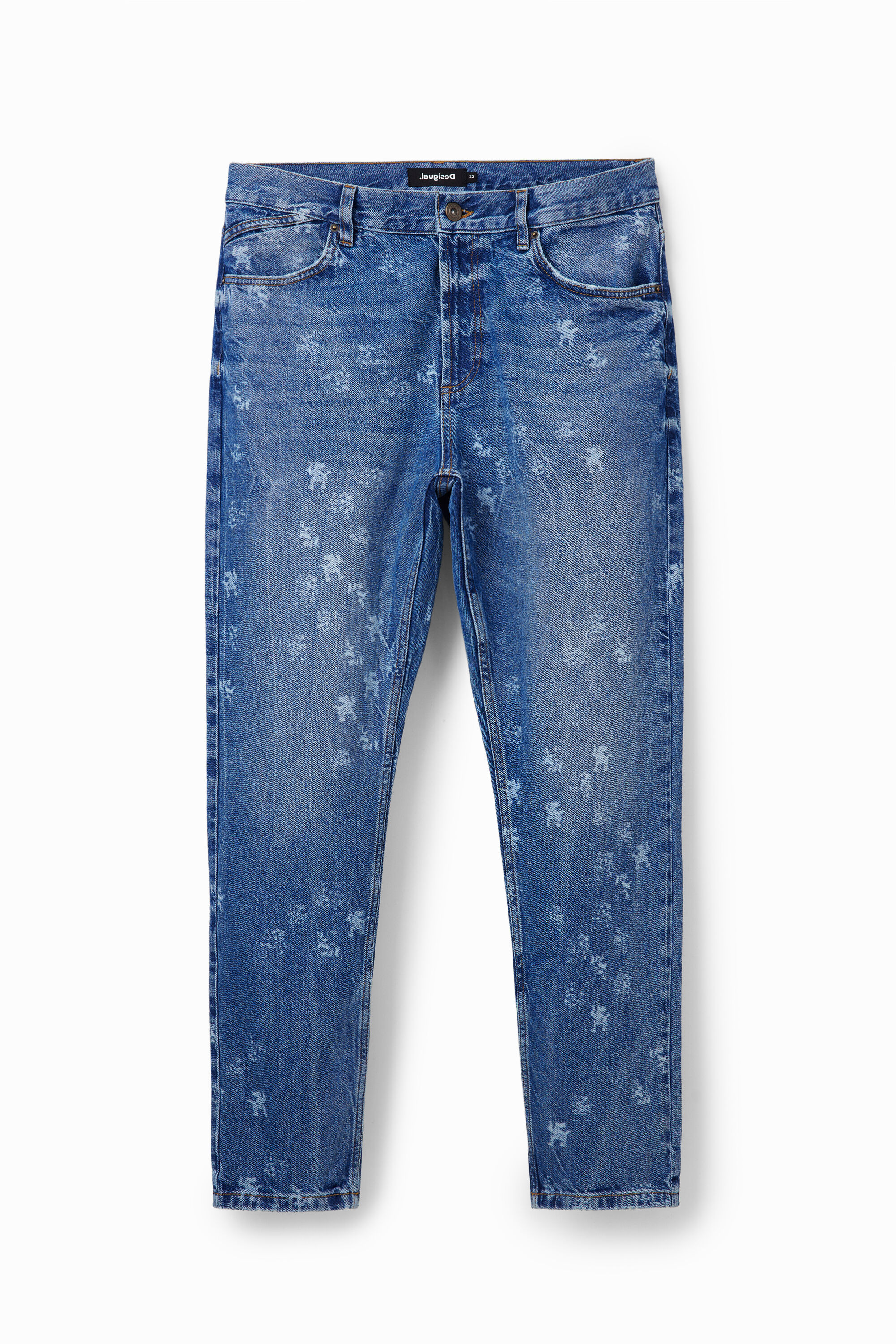 Loose laser print jeans - BLUE - 36